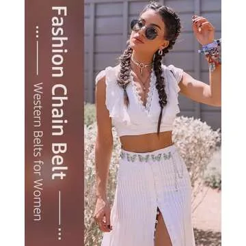 AWAYTR Western Turquoise Belt - Fashion Butterfly Cowgirl Concho Chain