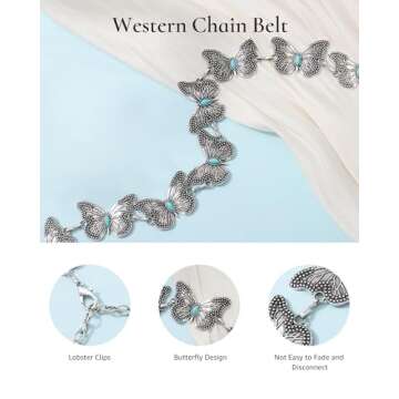 AWAYTR Western Turquoise Cowgirl Belt for Women