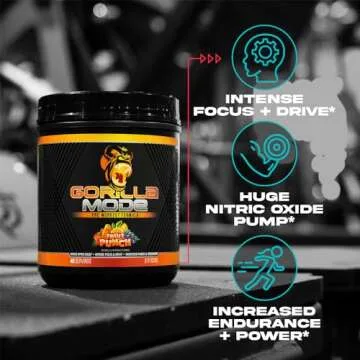 Gorilla Mind Pre Workout - Massive Pumps Laser Focus Energy Power - L-Citrulline, Creatine, L-Tyrosine, Betaine, Hydroprime, Alpha-GPC, 400mg Caffeine, Huperzine A - 800g (Tigers Blood)