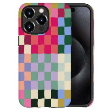 SEized Case Compatible with for iPhone 14 Pro,Colorful Checkerboard Phone Case for Girl Women Boy Me...