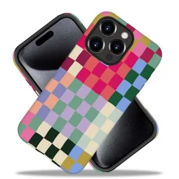 SEized Case Compatible with for iPhone 14 Pro,Colorful Checkerboard Phone Case for Girl Women Boy Men,Durable Protection Case for iPhone 14 Pro