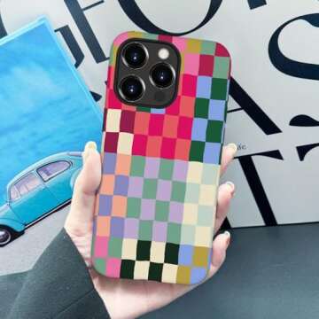 SEized Case Compatible with for iPhone 14 Pro,Colorful Checkerboard Phone Case for Girl Women Boy Men,Durable Protection Case for iPhone 14 Pro