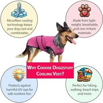 DOGZSTUFF Dog Cooling Vest. Lightweight Jacket with Evaporative Cool Microfiber Technology, UV Protection Shirt for Beach, Sizing for Small, Medium and Large Dogs (M, Rose Pink)