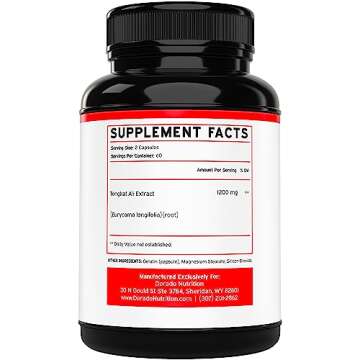 Tongkat Ali For Men 1200mg (200 to 1 Extract) - 120 Capsules - Longjack Supplement - Premium Tonkat-...