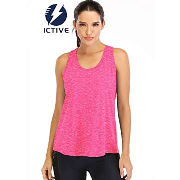 ICTIVE Workout Tops for Women Loose Fit Racerback Mesh Backless Muscle Tank Athletic Exercise Gym Shirts Rose M