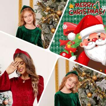 YanJie Christmas Headbands for Women Velvet Red Knotted Headband Green Christmas Velvet Wide Hair Ba...