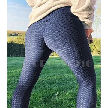 CROSS1946 Women's Textured Booty Yoga Pants High Waist Ruched Workout Butt Lifting Pants Tummy Control Push Up #2 Capris Texture Navy,S