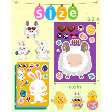 36 Sheets Easter Stickers Crafts for Kids, Easter Basket Stuffers Make Your Own Easter Egg Bunny Stickers for Toddlers, Easter Activities Games Party Favors Decorating Gifts for Kids Boys Girls
