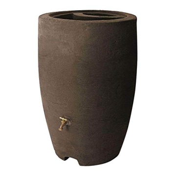 Algreen Athena 50 Gallon Plastic Outdoor Rain Barrel with Brass Spigot and Screen Guard for Rain Wat...