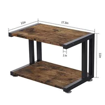 Giikin Adjustable Anti-Skid Printer Stand with 2 Tier Storage Shelves, Rustic Brown, 17.3 x 11 x 11 in