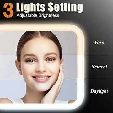 YUSONG Travel Makeup Bag with Mirror of LED Lighted, Makeup Train Case with Adjustable Dividers, Makeup Case with Mirror and Detachable 10x Magnifying Mirror