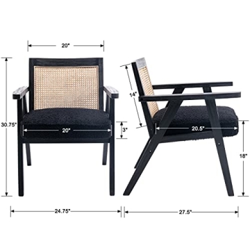 Stylish QUINJAY Rattan Chairs Set of 2 for Modern Living Room