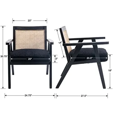 Stylish QUINJAY Rattan Chairs Set of 2 for Modern Living Room