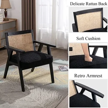 Stylish QUINJAY Rattan Chairs Set of 2 for Modern Living Room