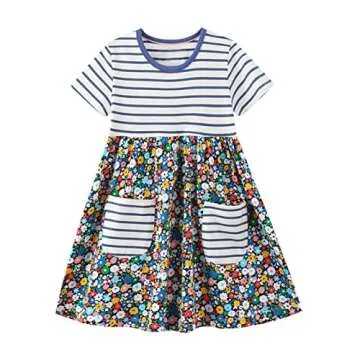 HILEELANG Girls Cotton Casual Dress for Fun & Play