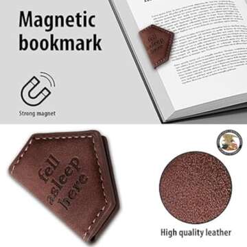 VELENTI Magnetic Bookmark - Faux Leather Magnetic Bookmark - Thoughtful Gift for Adult & Kid Booklovers - Cute Bookmark for Novel, Journal, Cookbook - Magnetic Bookmarks for Women, Men
