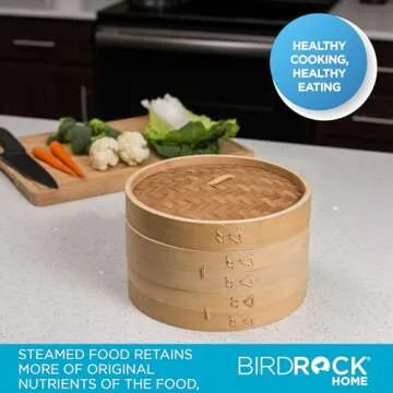 BIRDROCK HOME Bamboo Steamer for Healthy Cooking