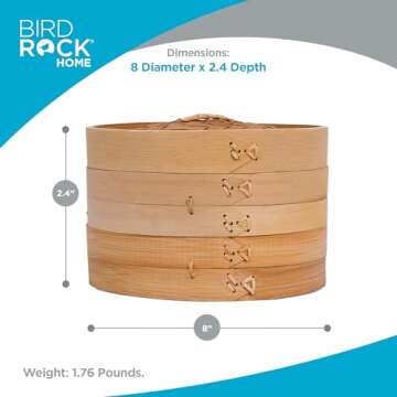 BIRDROCK HOME Bamboo Steamer for Healthy Cooking