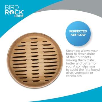BIRDROCK HOME Bamboo Steamer for Healthy Cooking
