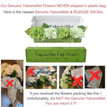 YalzoneMet Hydrangea Artificial Flower Natural Lifelike Real 21 inch Latex Long Stem 2 Light Green+2...
