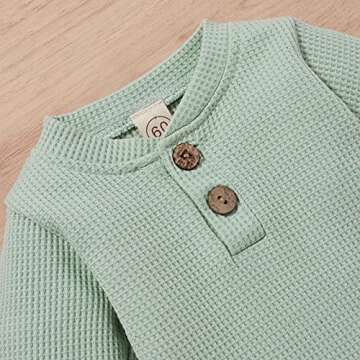 HZYKOK Newborn Infant Baby Boy Girl Clothes Unisex Fall Winter 2 Pieces Outfits Onesie Solid Knitted Cotton One Piece Jumpsuit Bodysuit Long Sleeve Romper Top + Long Pants Set, 3-6 Months