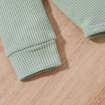 HZYKOK Newborn Infant Baby Boy Girl Clothes Unisex Fall Winter 2 Pieces Outfits Onesie Solid Knitted Cotton One Piece Jumpsuit Bodysuit Long Sleeve Romper Top + Long Pants Set, 3-6 Months