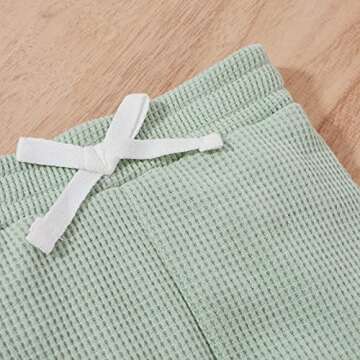 HZYKOK Newborn Infant Baby Boy Girl Clothes Unisex Fall Winter 2 Pieces Outfits Onesie Solid Knitted Cotton One Piece Jumpsuit Bodysuit Long Sleeve Romper Top + Long Pants Set, 3-6 Months