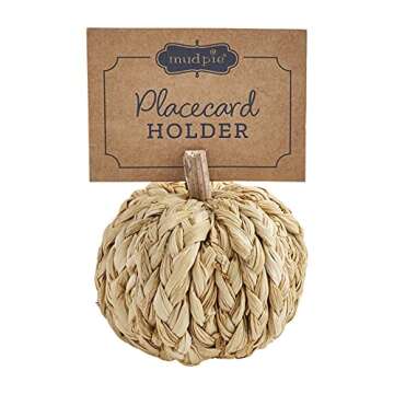 Mud Pie Corn Husk Pumpkin Name Card Holders, Set of 3