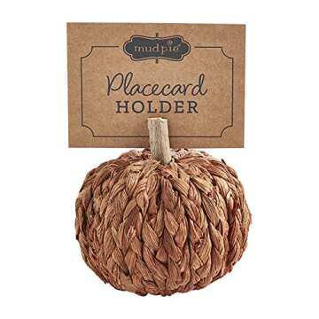 Mud Pie Corn Husk Pumpkin Name Card Holders, Set of 3