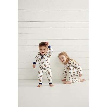 Mud Pie Boys' Football Pajama Set, Blue, 12 Months/18 Months