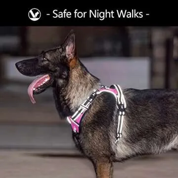PoyPet 2019 Upgraded No Pull Dog Harness with 4 Snap Buckles, 3M Reflective with Front & Back 2 Leash Hooks and an Easy Control Handle [NO Need Go Over Dog’s Head] (Pink,L)