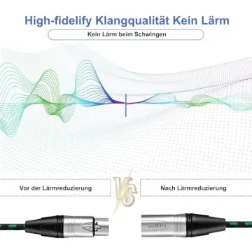 Augioth XLR Pro Mic Cable Male to Female 3-Pin Green Balanced Shielded Microphone Cable for Amplifie...