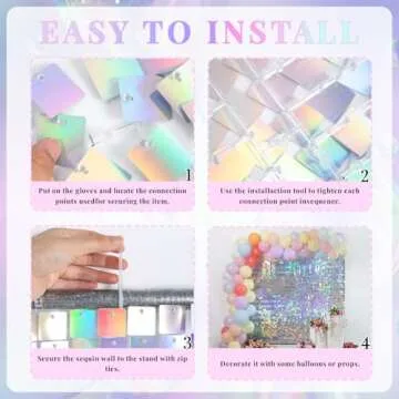 Shimmer Wall Backdrop Iridescent Silver Wall Panels 24Pcs Square Sequin Shimmer Wall Backdrop Decoration for Birthday Party,Wedding, Anniversary