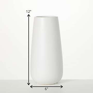 Sullivans 12" Matte Ivory Tapered Vase, Home Décor Accents, Tabletop Vases, Living Room Décor, Mantle and Entryway Vases