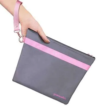 Yannabis Smell Proof Bag,Odor Proof Bag Pouch Storage Case with Combination Lock 12.4 x 9.4 Inch Large Stash Bag (Grey &Pink)