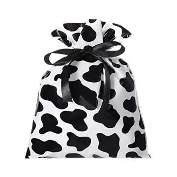 Tinlade 60 Pieces 6 x 9 Inch Cow Cellophane Candy Bags Cow Print Treat Goodie Bags with 25 Yards Ribbon Farm Animal Party Favors for Birthday Animal Theme Party Supplies