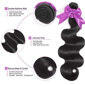 BEANATASHA 12A Human Hair Bundles 16 18 20 Inch Body Wave Bundles Human Hair 100% Unprocessed Brazil...
