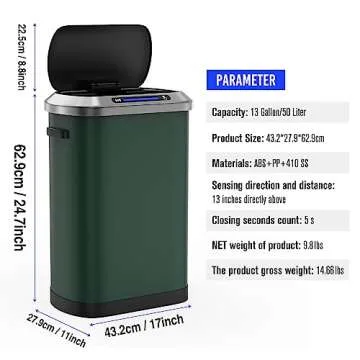 Automatic 13 Gallon Smart Trash Can for Home Use