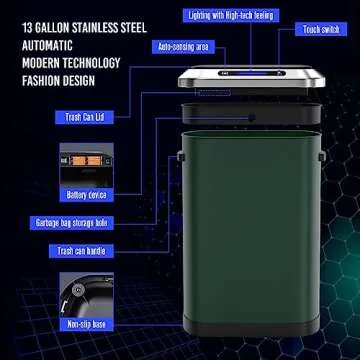 Automatic 13 Gallon Smart Trash Can for Home Use
