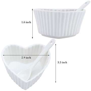 Porcelain Dipping Bowls Ceramic Condiment Dishes Soy Sauce Dish Snack Appetizer Serving Tray Dessert and Ice Cream Bowlsfor Ketchup Appetizers Condiment Snack Honey Mustard Set of 6