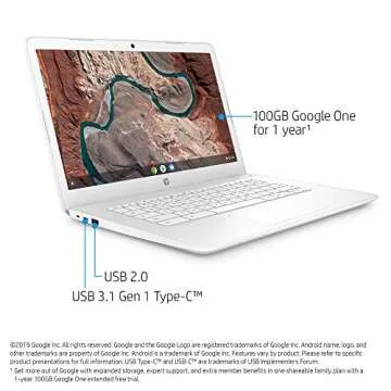 HP Chromebook 14-Inch Laptop with 180-Degree Hinge, Full HD Screen, AMD Dual-Core A4-9120 Processor, 4 GB SDRAM, 32 GB eMMC Storage, Chrome OS (14-db0050nr, Snow White)