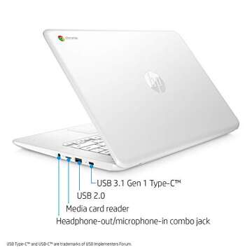 HP Chromebook 14-Inch Laptop with 180-Degree Hinge, Full HD Screen, AMD Dual-Core A4-9120 Processor, 4 GB SDRAM, 32 GB eMMC Storage, Chrome OS (14-db0050nr, Snow White)