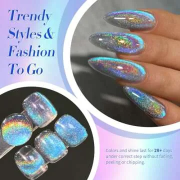 Born Pretty 9D Cat Magnetic Eye Gel Nail Polish Holographic Rainbow Gel Polish Blue Purple Soak Off U V LED Gel Polish Nail Art Design Manicure Salon DIY Home 15ML