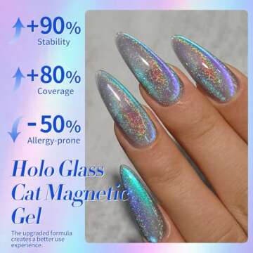 Born Pretty 9D Cat Magnetic Eye Gel Nail Polish Holographic Rainbow Gel Polish Blue Purple Soak Off U V LED Gel Polish Nail Art Design Manicure Salon DIY Home 15ML