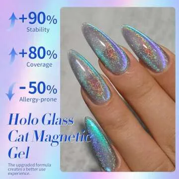 Born Pretty 9D Cat Magnetic Eye Gel Nail Polish Holographic Rainbow Gel Polish Blue Purple Soak Off U V LED Gel Polish Nail Art Design Manicure Salon DIY Home 15ML