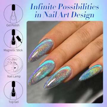 Born Pretty 9D Cat Magnetic Eye Gel Nail Polish Holographic Rainbow Gel Polish Blue Purple Soak Off U V LED Gel Polish Nail Art Design Manicure Salon DIY Home 15ML