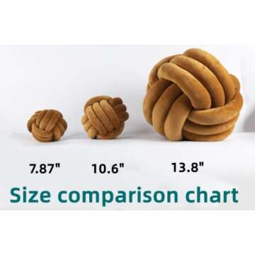 GXYR Knot Ball Pillow Round Cushion Pillows Velvet Round Pillows Cushion Dark Khaki Knot Pillow Home Decoration Plush Pillow Round Throw Pillows for Couch,7.87"