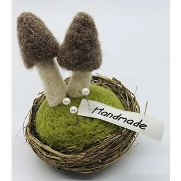 Handmade Bird Nest with Mushrooms - Eco-Friendly Decor