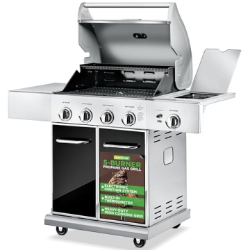 NutriChef Heavy-Duty 5-Burner Propane Gas Grill - Perfect for Outdoor Cooking