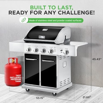 NutriChef Heavy-Duty 5-Burner Propane Gas Grill